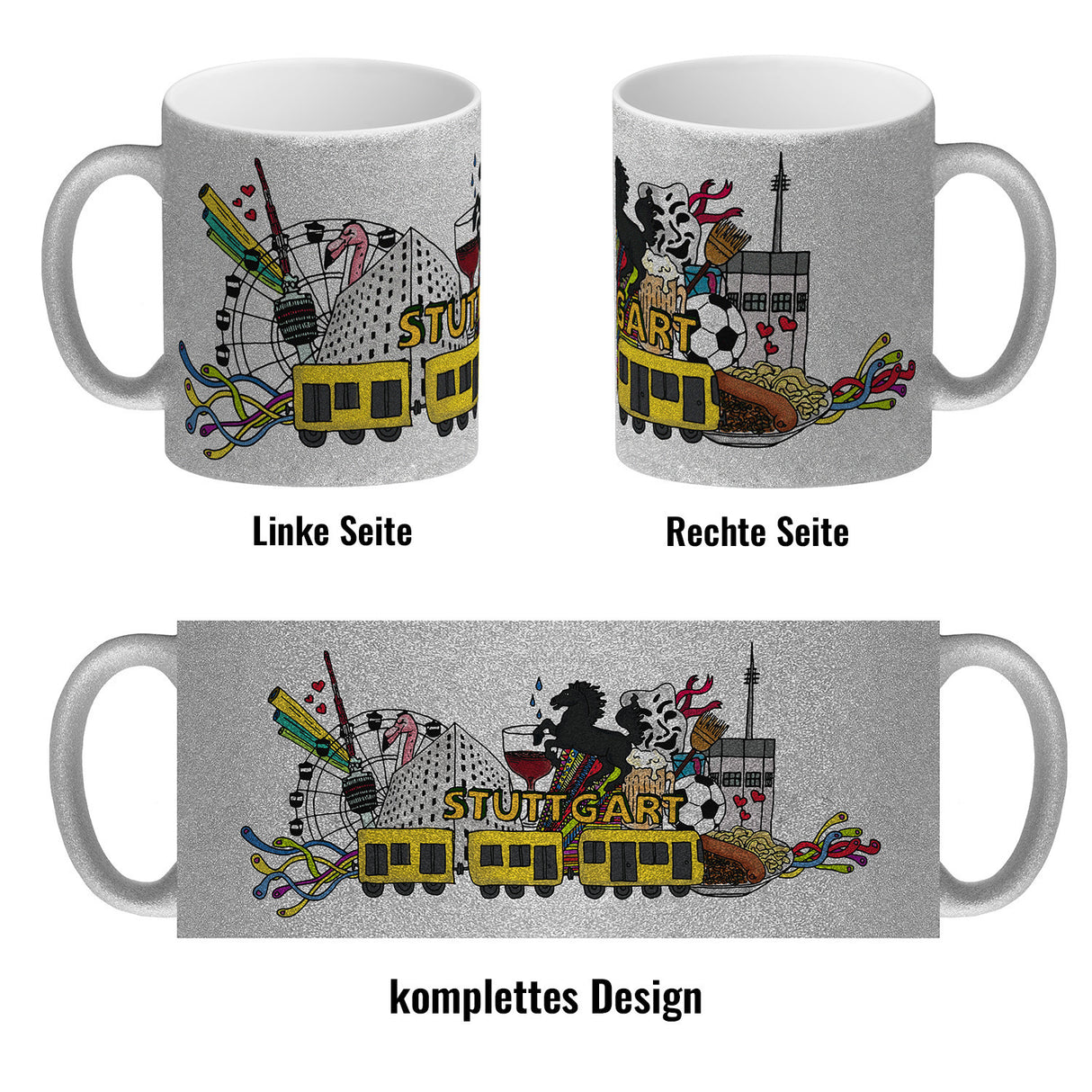 Wimmelgrafik Stuttgart Kaffeebecher