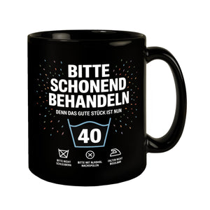 Wäschepflegeetikett Kaffeebecher bitte schonend behandeln wird 40
