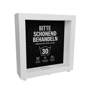 Wäschepflegeetikett Spardose bitte schonend behandeln wird 30