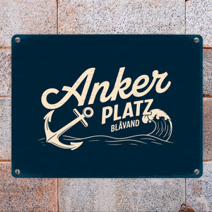 Anker Platz Blåvand Metallschild in 15x20 cm mit Vintage-Nautik-Design