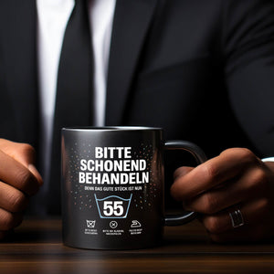 Wäschepflegeetikett Kaffeebecher bitte schonend behandeln wird 55