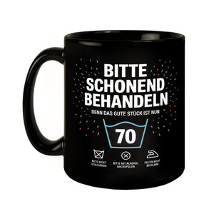 Wäschepflegeetikett Kaffeebecher bitte schonend behandeln wird 70