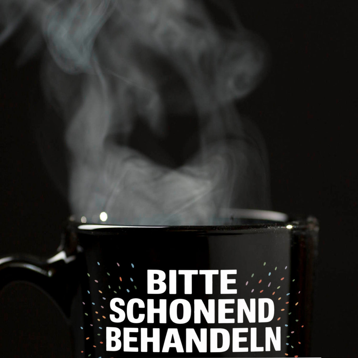Wäschepflegeetikett Kaffeebecher bitte schonend behandeln wird 80