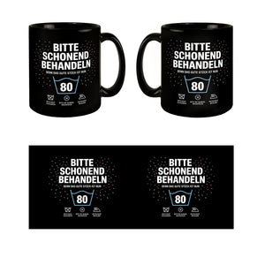 Wäschepflegeetikett Kaffeebecher bitte schonend behandeln wird 80