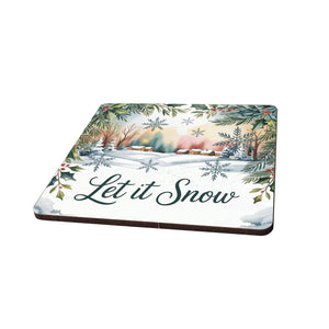 Weihnachten Schneeflocke 6er Set Untersetzer aus Holz - Let it snow
