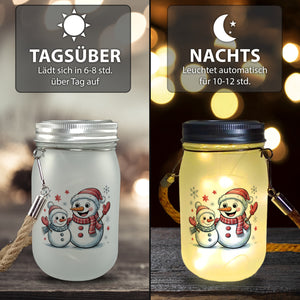 Cartoon Schneemänner Schneeflocken Solarlicht