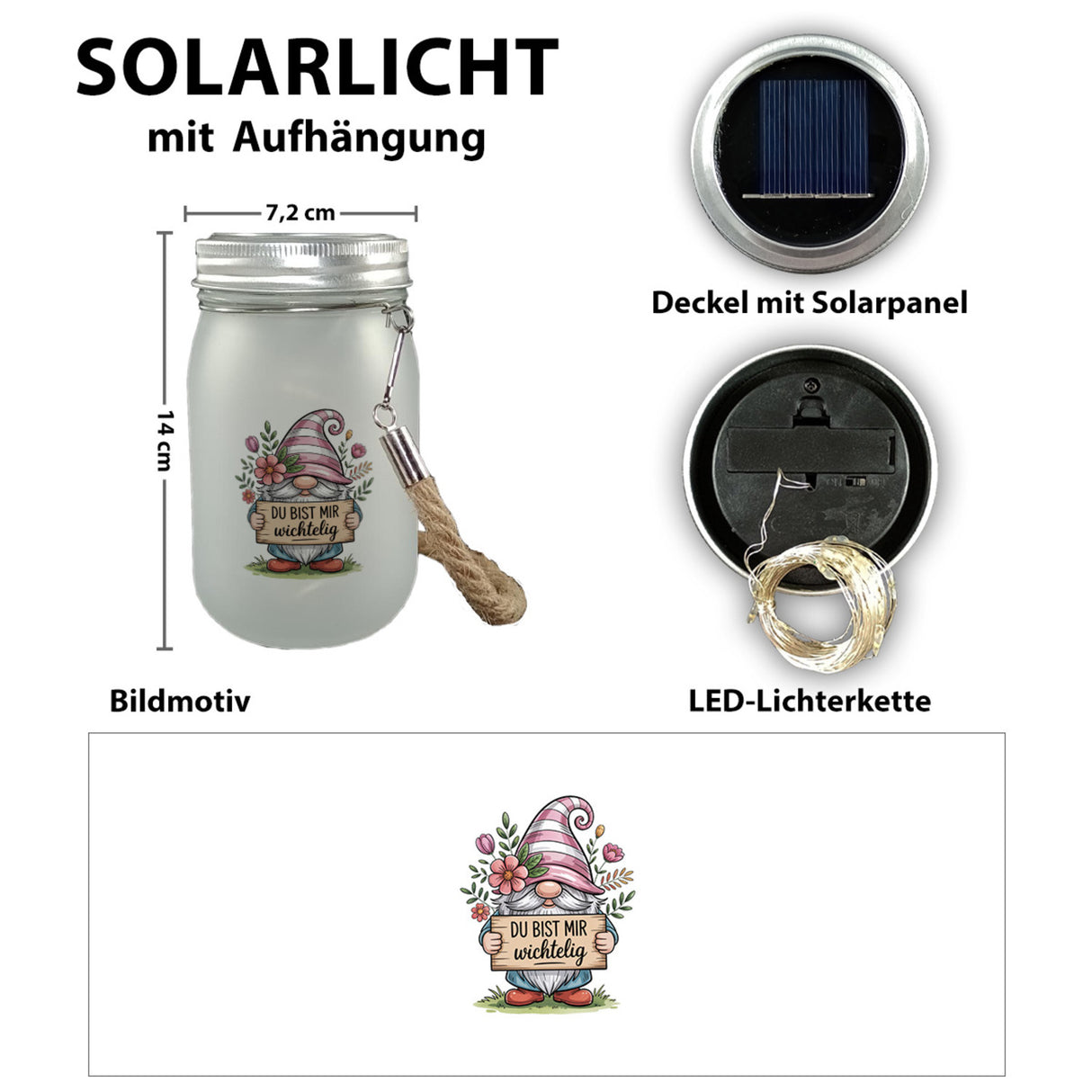 Du bist mir wichtelig Solarlicht für Pflanzenfreunde und Wichtelfans