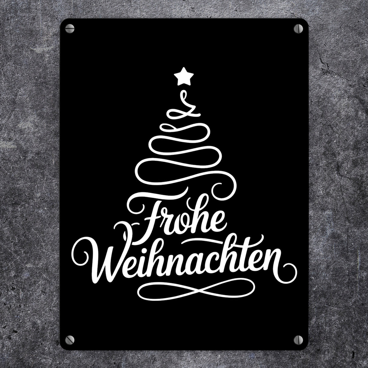 Minimalistischer Weihnachtsbaum Frohe Weihnachten Metallschild in 15x20 cm