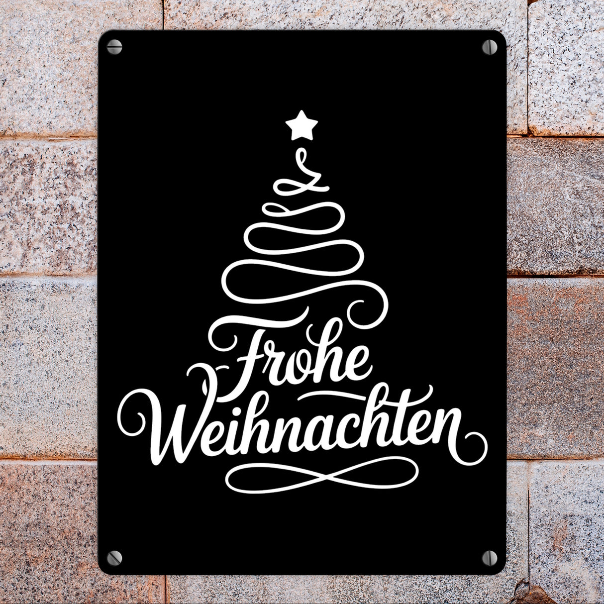 Minimalistischer Weihnachtsbaum Frohe Weihnachten Metallschild in 15x20 cm