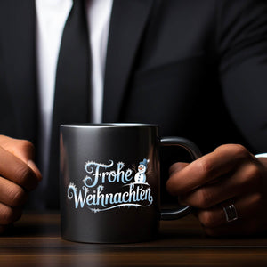 Frohe Weihnachten mit Schneemann Kaffeebecher