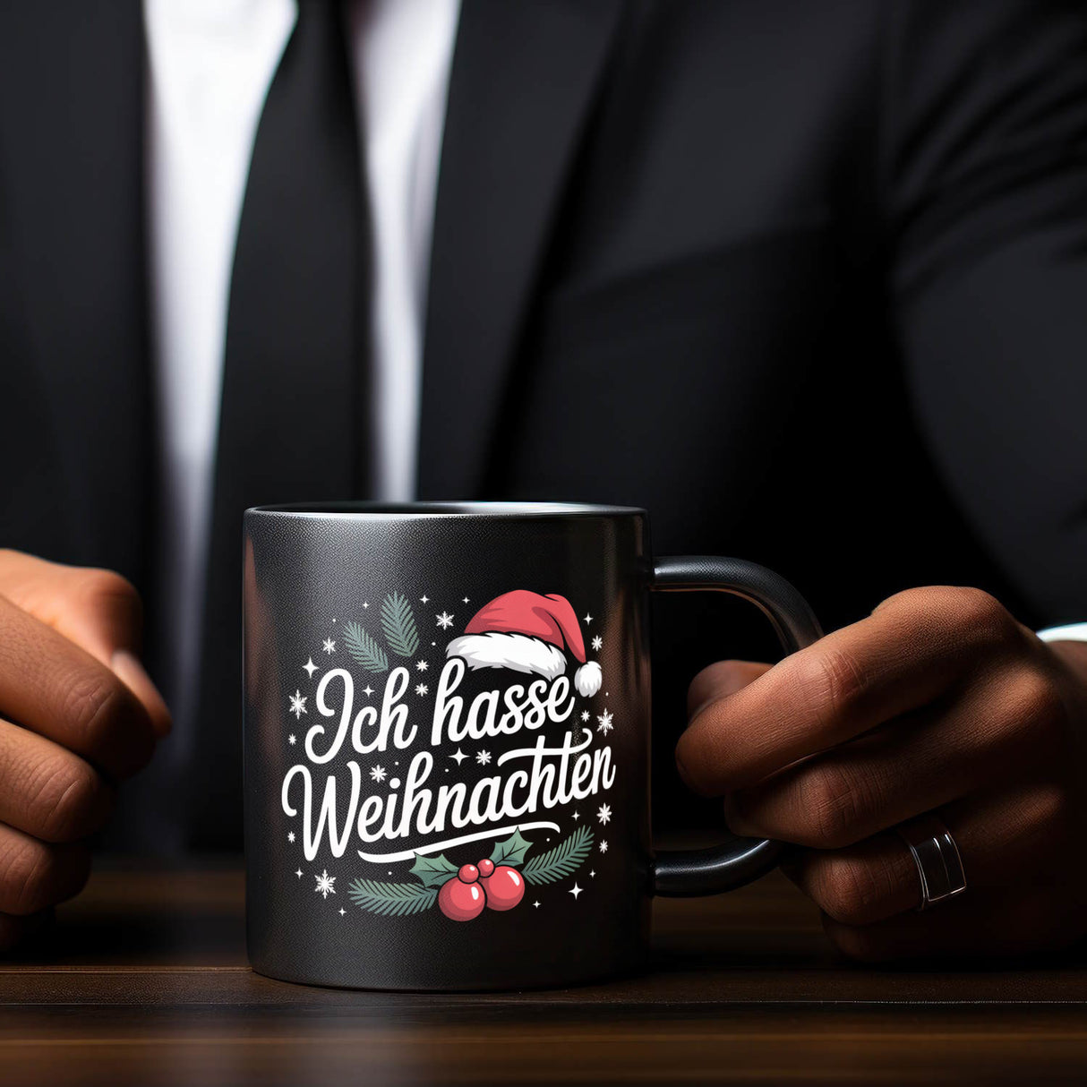 Ich hasse Weihnachten Tasse mit Weihnachtsmannhut