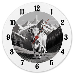 Kuh in den Bergen Wanduhr für Tier-Fans