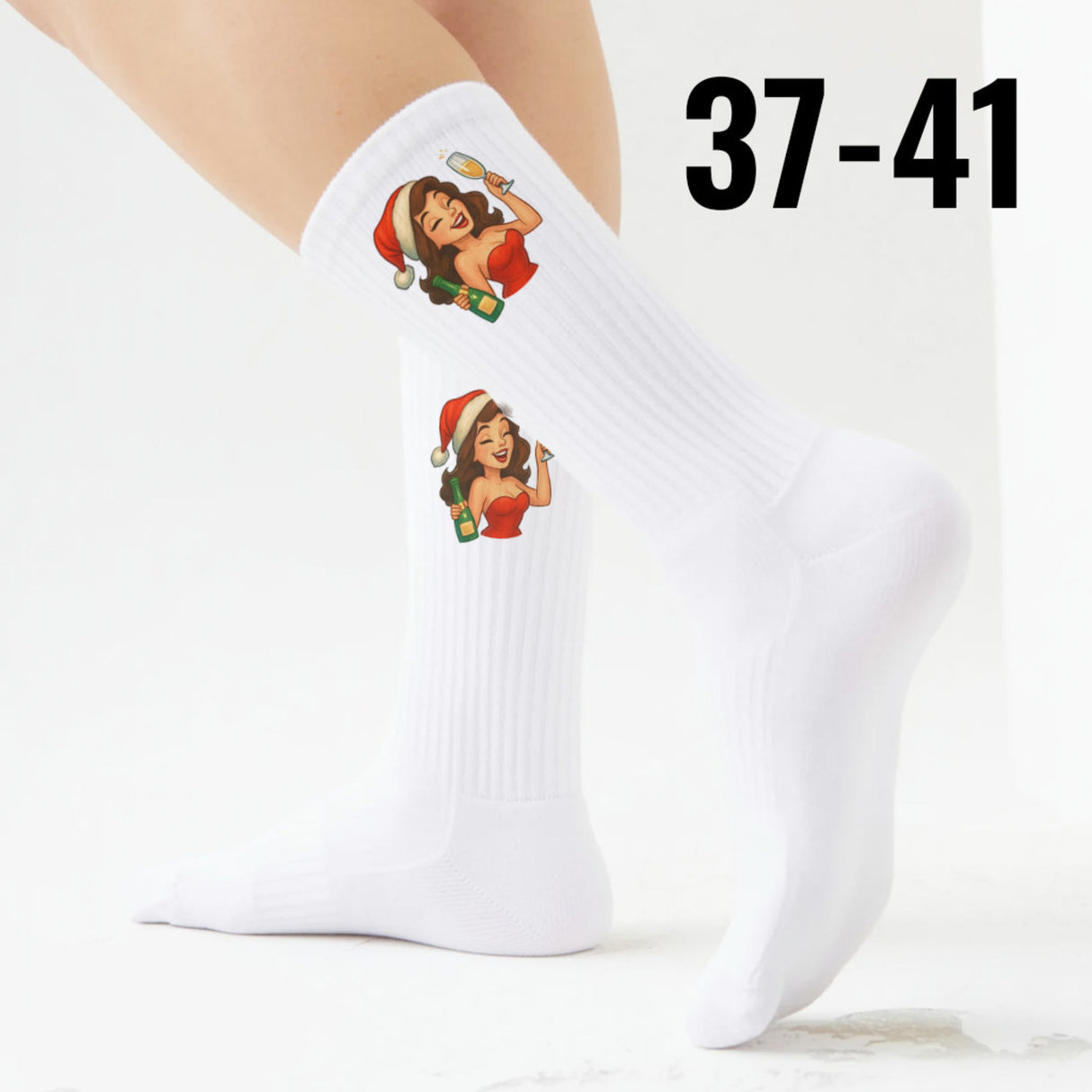 epicsocks Jolly Joy Weihnachtskappe und Wein Socken in 37-41 im Paar