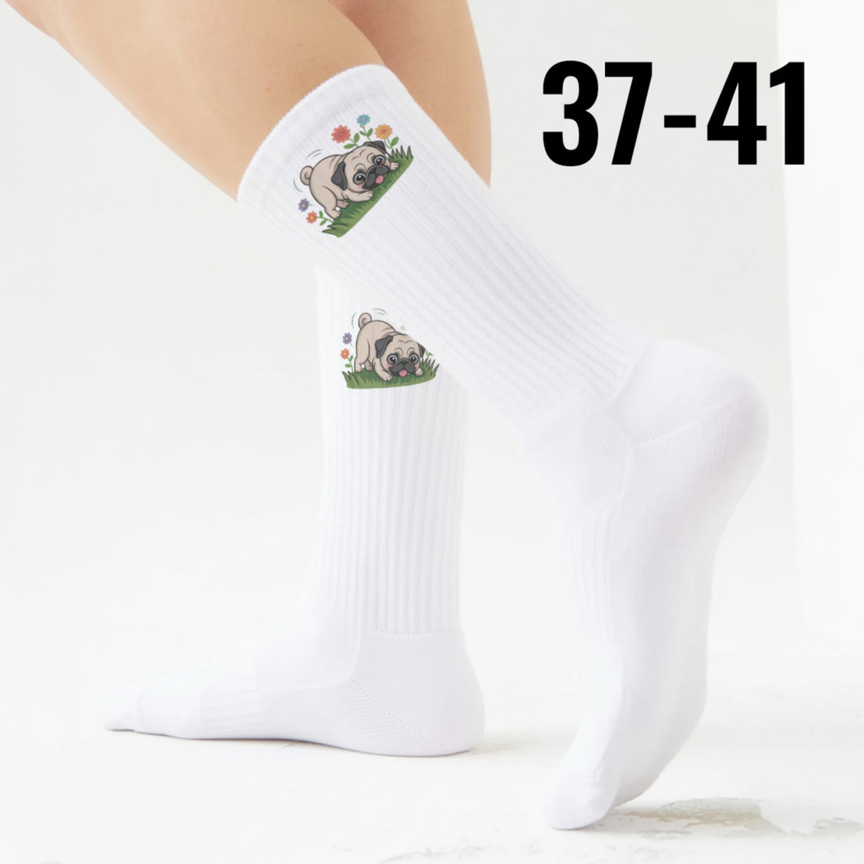 epicsocks Pug Paradise Blumenwiese Socken in 37-41 im Paar