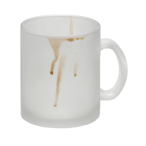 Kaffeebecher mit Putz-Schaf und Kaffeefleck Motiv