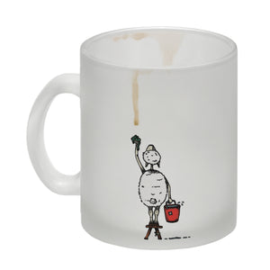 Kaffeebecher mit Putz-Schaf und Kaffeefleck Motiv