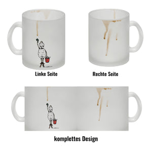 Kaffeebecher mit Putz-Schaf und Kaffeefleck Motiv