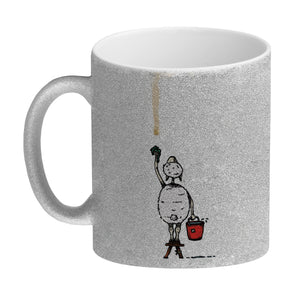 Kaffeebecher mit Putz-Schaf und Kaffeefleck Motiv