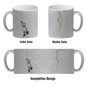 Kaffeebecher mit Putz-Schaf und Kaffeefleck Motiv