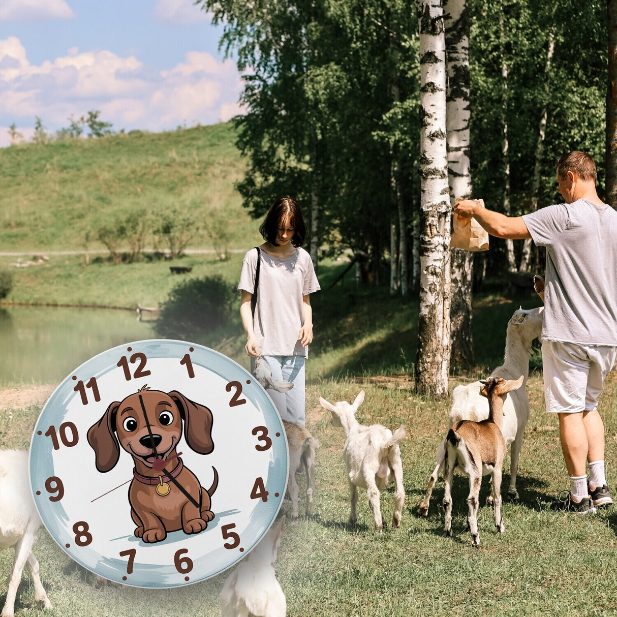 Dackel Cartoon Wanduhr für Kinderzimmer