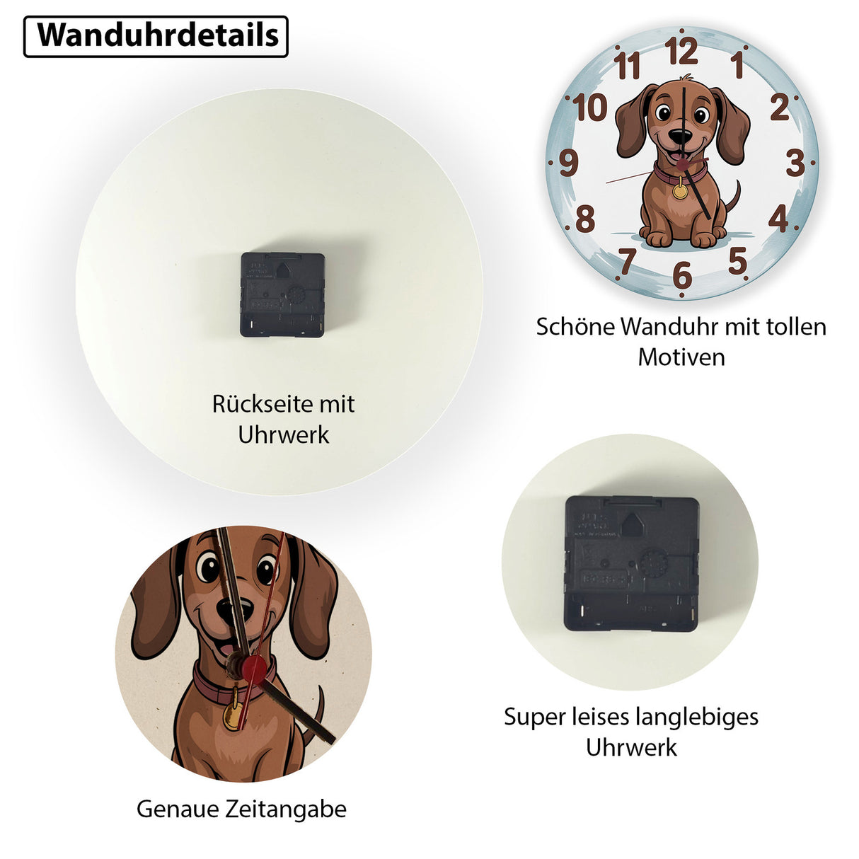 Dackel Cartoon Wanduhr für Kinderzimmer