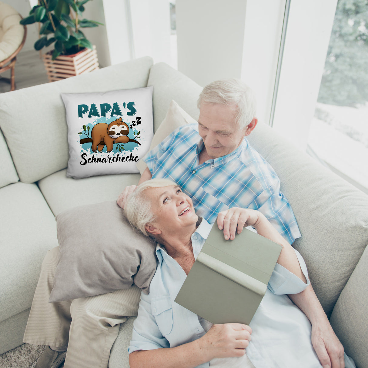 Faultier auf Ast Kissen Papa's Schnarchecke