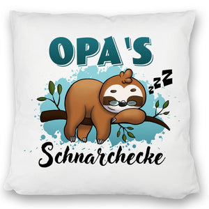 Faultier auf Ast Kissen Opa's Schnarchecke