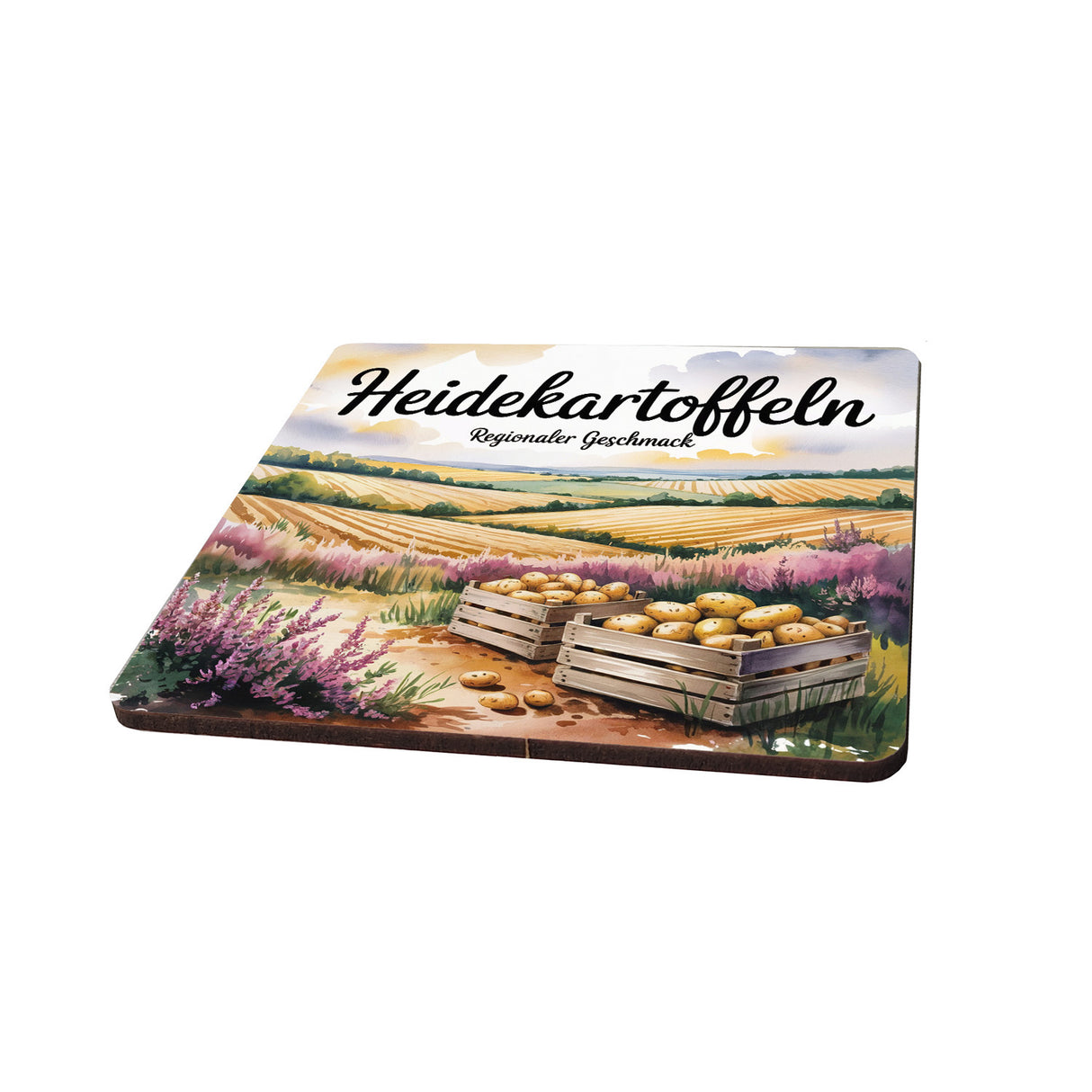 Lüneburger Heide Heidekartoffeln 6er Set Untersetzer aus Holz - Regionaler Geschmack