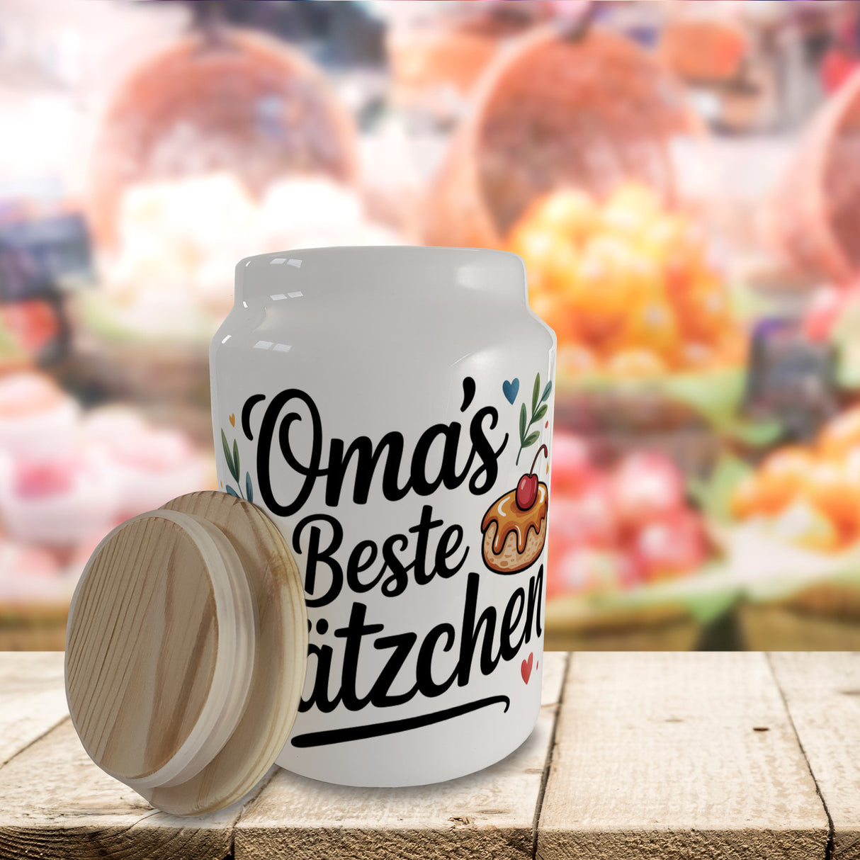 Oma's Beste Plätzchen Keksdose mit Herzen