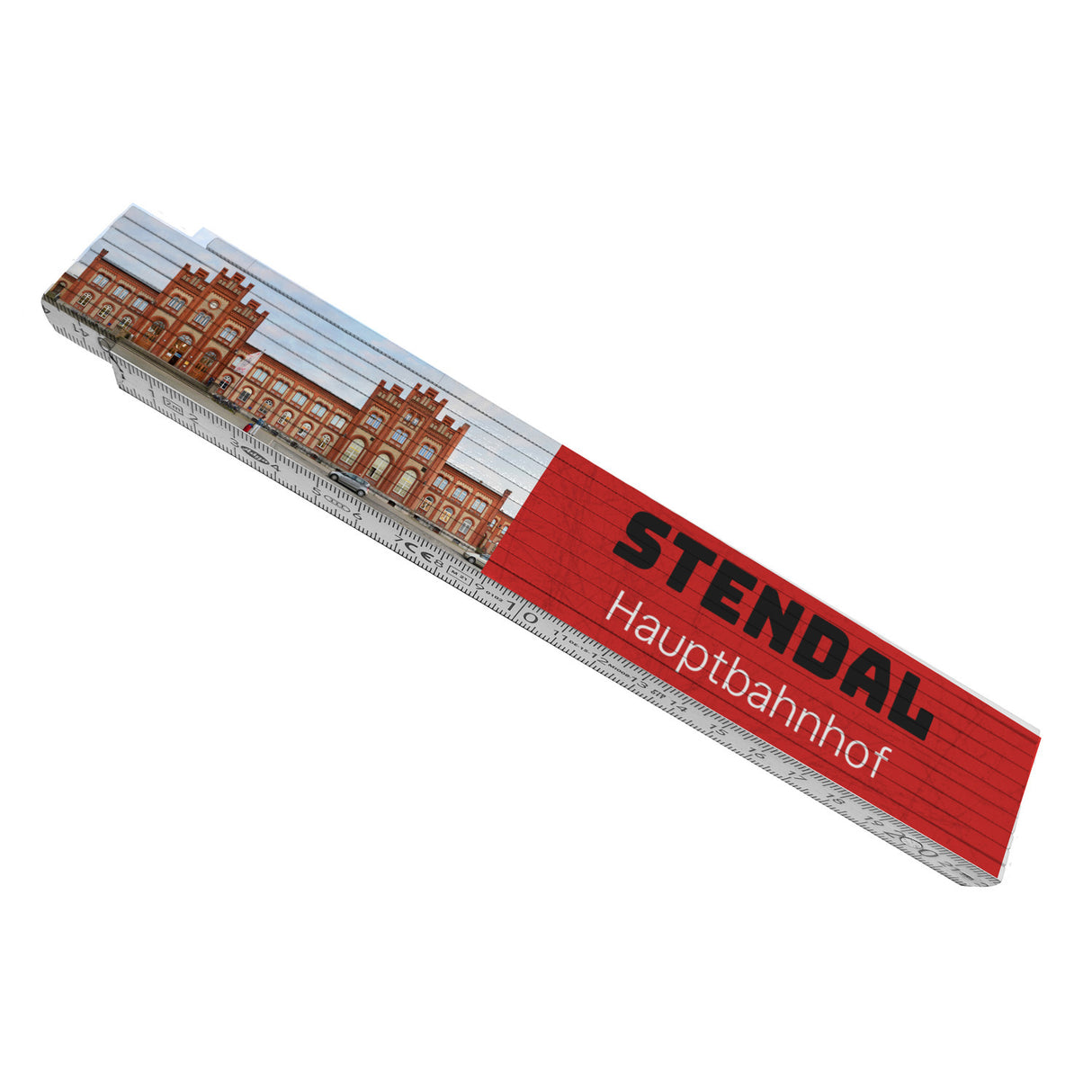 streetline Stendal Hauptbahnhof Meterstab aus Holz