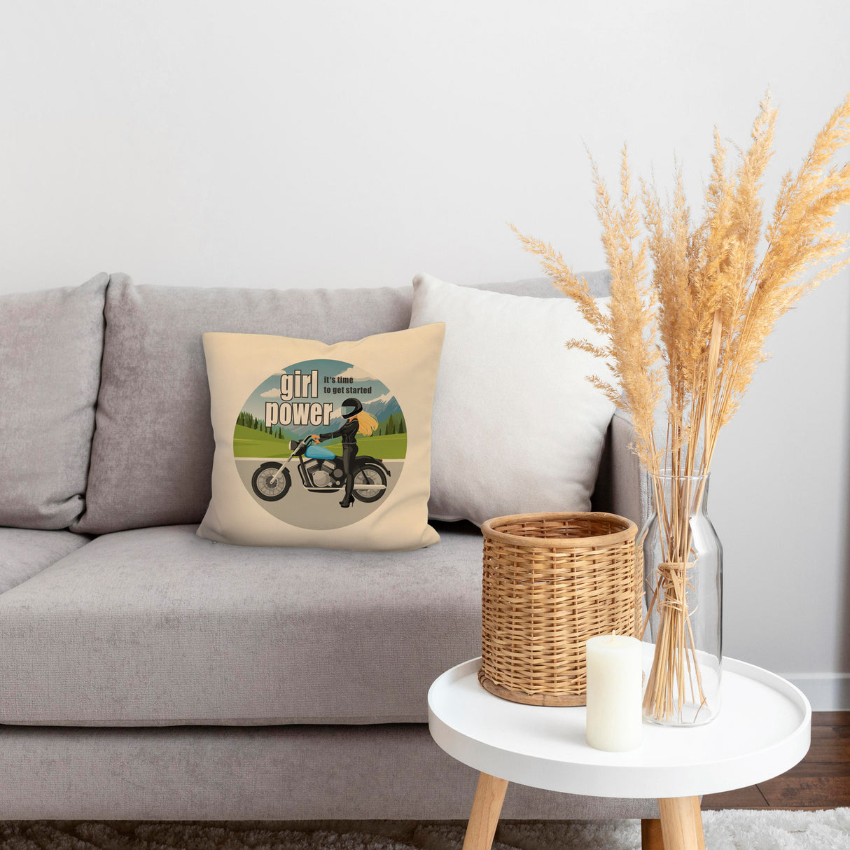 Bikerin Kissen mit Spruch: girl power. Its time to get started