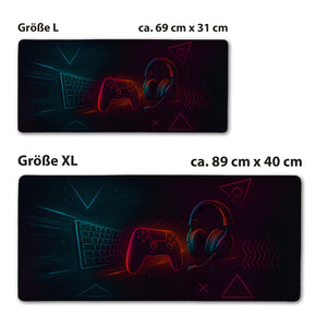 Cyberpunk Gaming Setup Schreibtischunterlage 69x31cm XXL Mauspad für Gamer