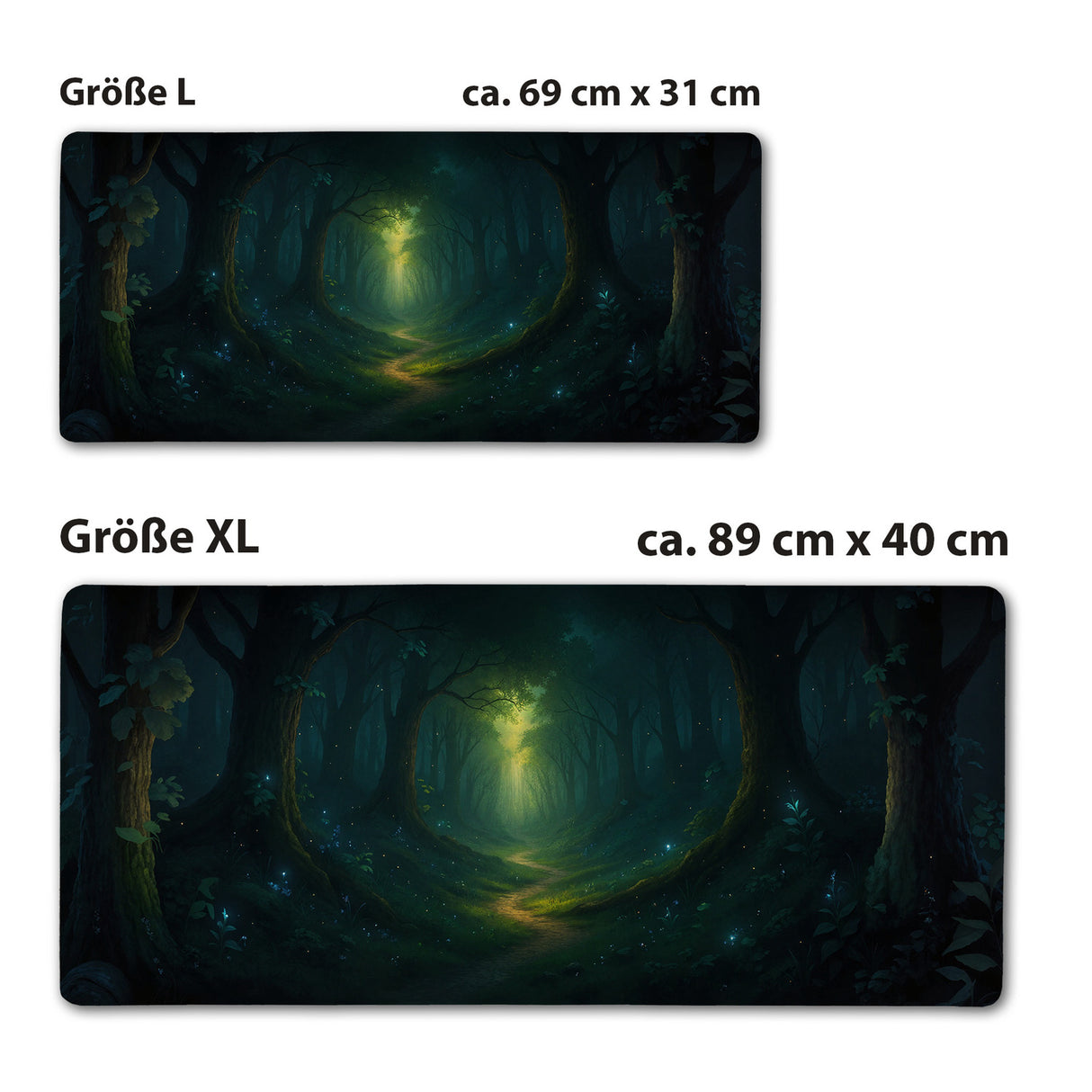 Mystischer Waldpfad Schreibtischunterlage 69x31cm XXL Mauspad für Naturfans