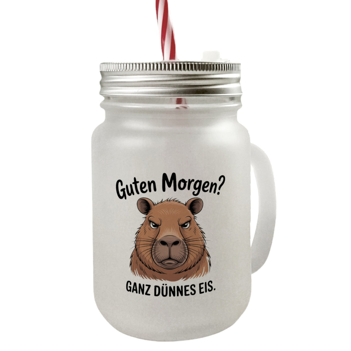 Guten Morgen? Capybara Ganz Dünnes Eis Trinkglas mit Bambusdeckel