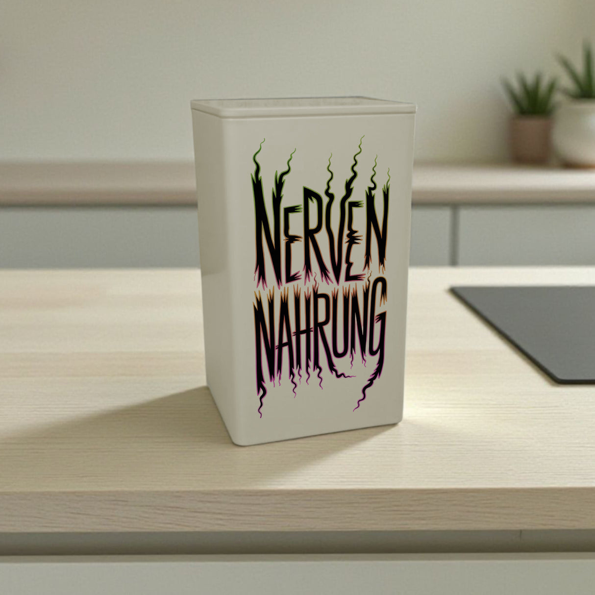 Nervennahrung Neon Design VorratsDose 900ml für Büro-Snacks