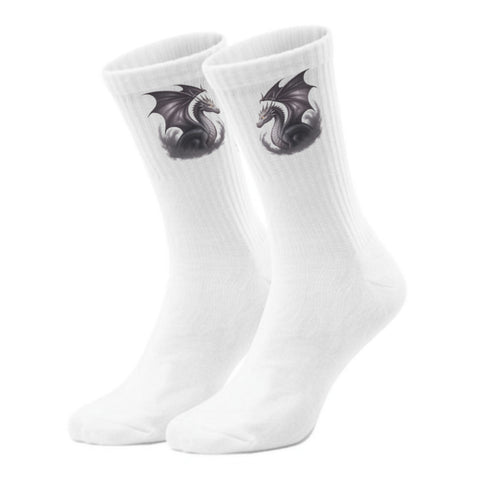 epicsocks Dragon Power Silberner Drache Socken in 37-41 im Paar