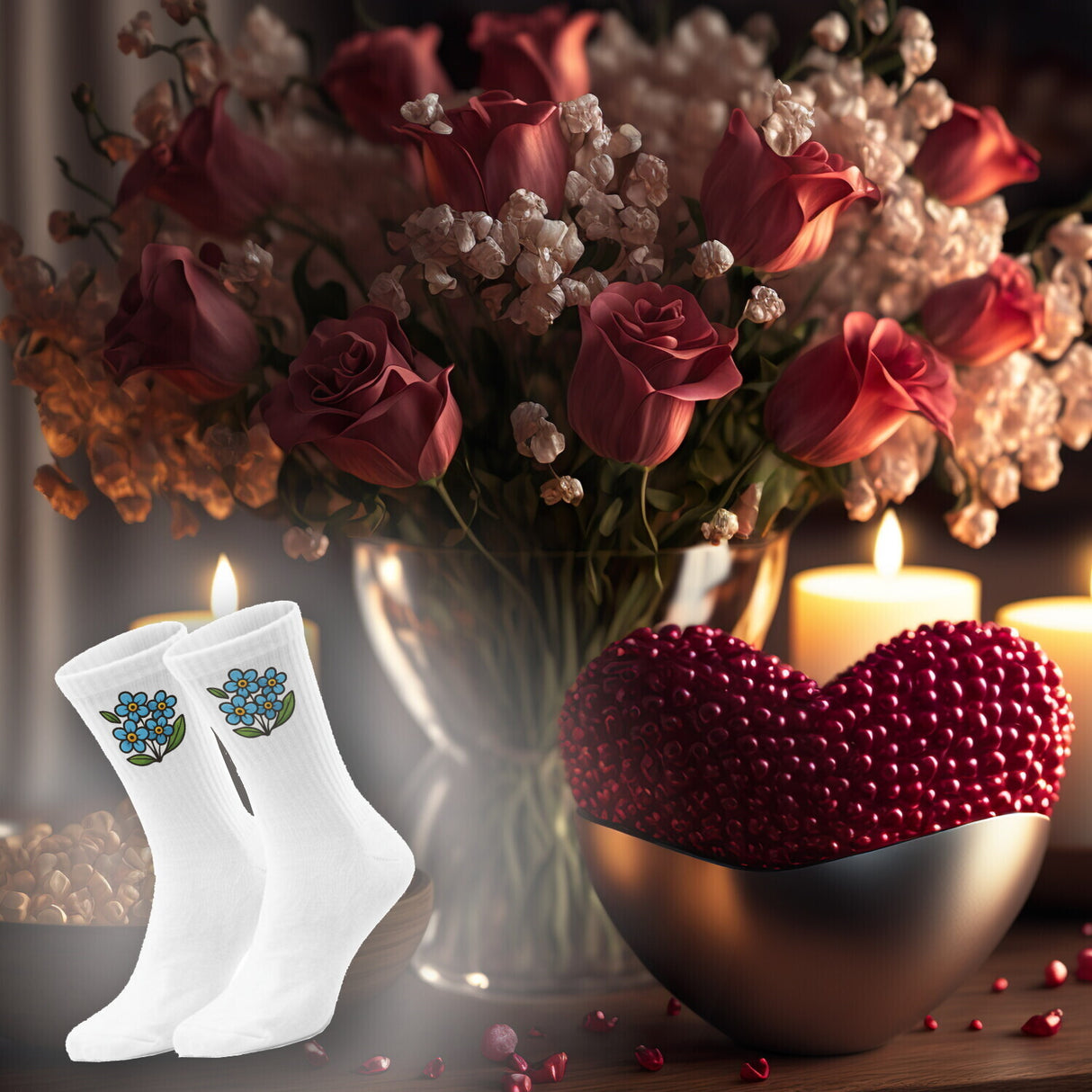epicsocks Floral Fantasy Vergissmeinnicht Socken in 37-41 im Paar