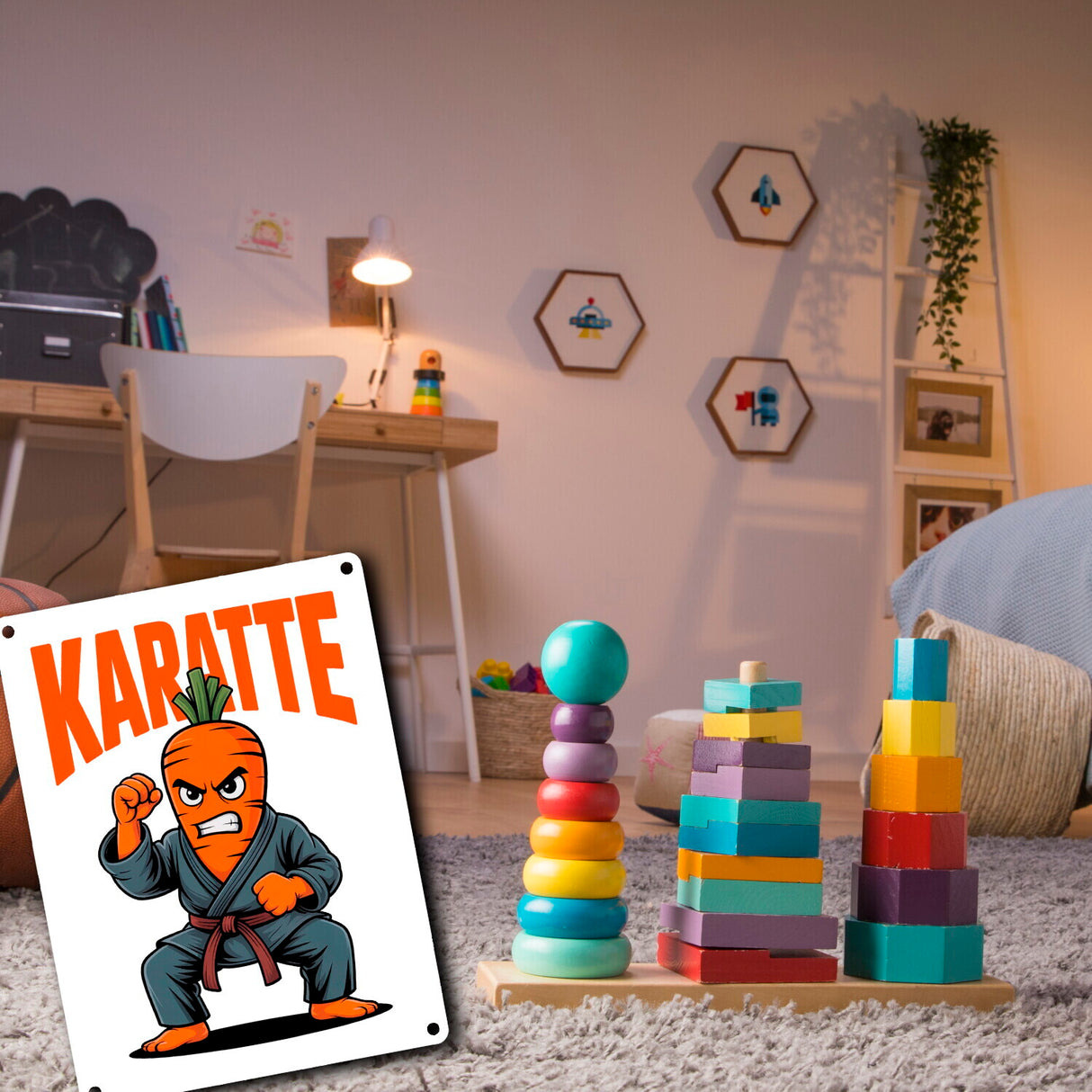 Karate Karotte - Karatte Metallschild in 15x20 cm