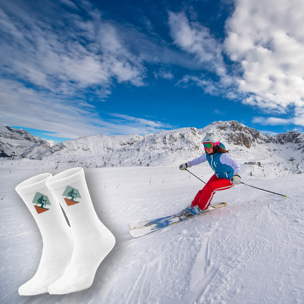 epicsocks Alpine Dreams Abfahrt Schwarz Socken in 37-41 im Paar