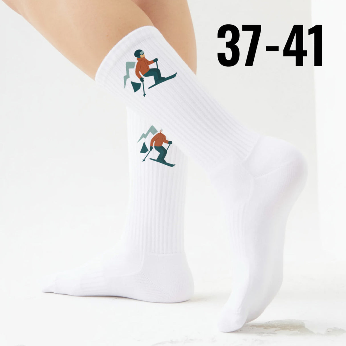 epicsocks Alpine Dreams Skifahrer Rot Socken in 37-41 im Paar