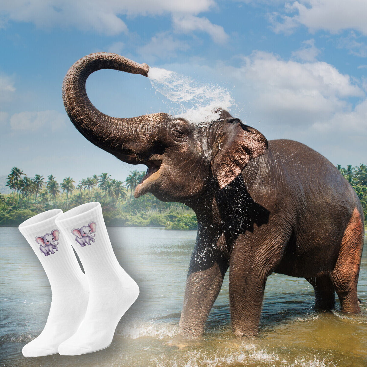 epicsocks Wilde Freunde Elefant Socken in 37-41 im Paar