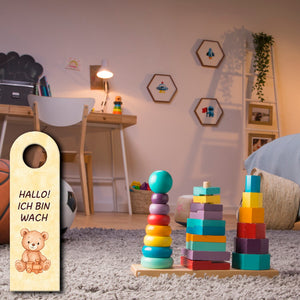Teddybär Ich bin wach Bärchen träumt Türhänger fürs Kinderzimmer