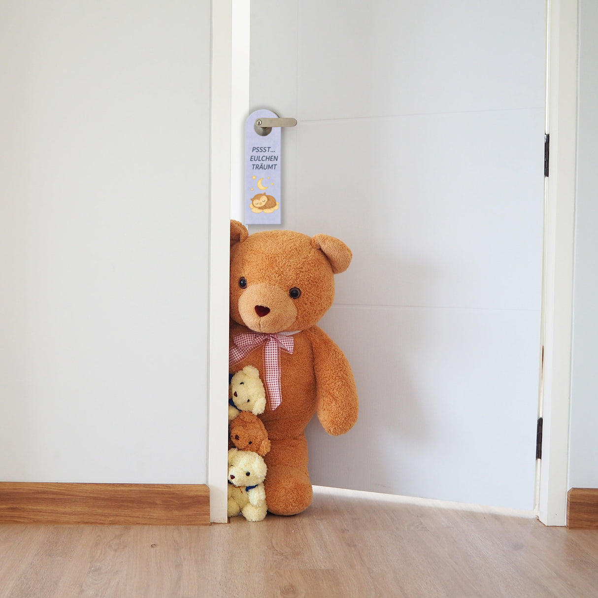 Hallo Ich bin wach Eule träumt Türhänger fürs Kinderzimmer