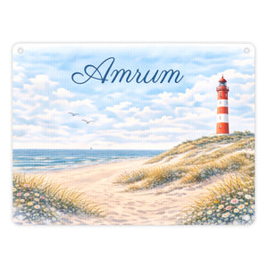 Leuchtturm Amrum Metallschild in 15x20 cm Küstenmotiv