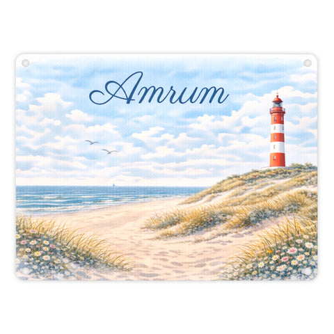 Leuchtturm Amrum Metallschild in 15x20 cm Küstenmotiv