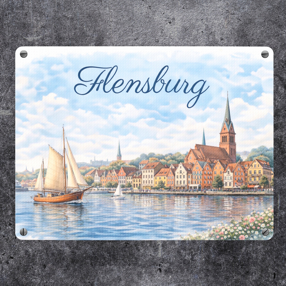 Hafenstadt Flensburg Metallschild in 15x20 cm für Küstenliebhaber