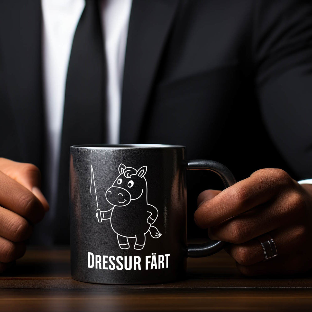 Pferd mit Peitsche Dressur Färt Kaffeebecher