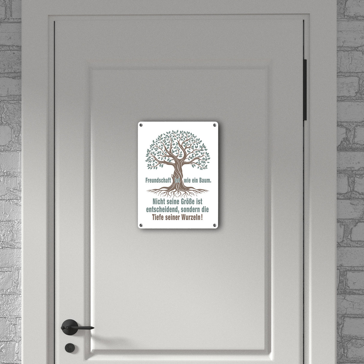 Baum mit Wurzeln Metallschild in 15x20 cm mit Spruch: Freundschaft ist tief verwurzelt
