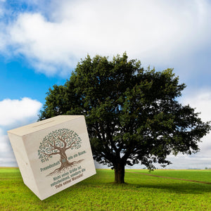 Baum mit Wurzeln Spardose mit Spruch: Freundschaft wächst durch tiefe Wurzeln
