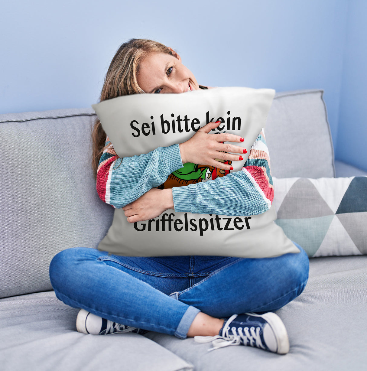 Biber Kissen mit Spruch: Sei kein Griffelspitzer